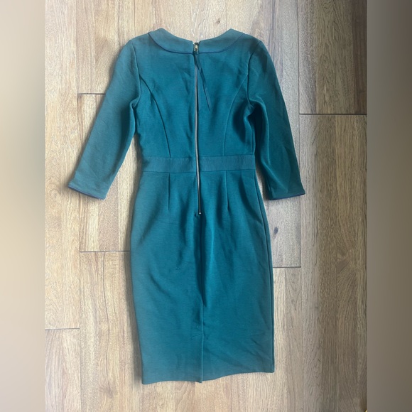 Biden Mia Ottoman‎ Green Midi Sheath Dress Women’s Sz 2 Classic Preppy Academia - Picture 4 of 14